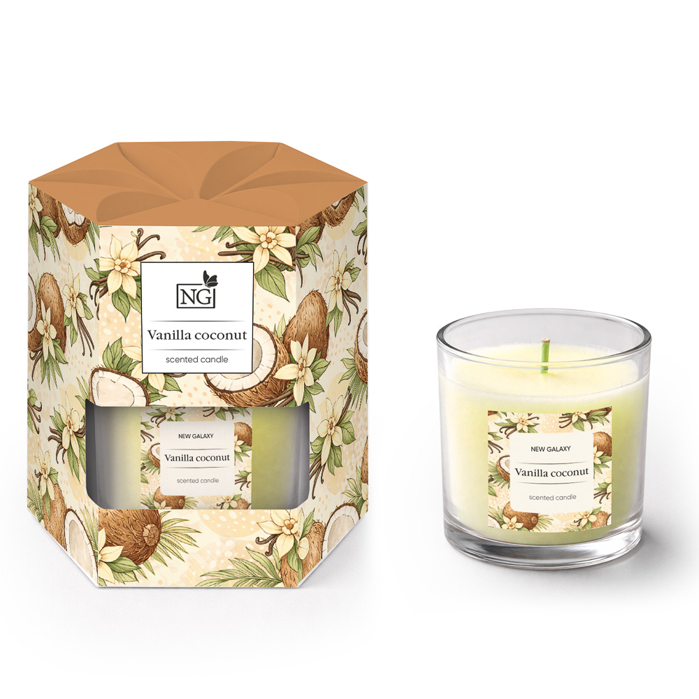 Свеча ароматизированная тм NEW GALAXY 45г., pure cotton , vanilla coconut,mixed berries,Pink flowers, арт.№ 778-332