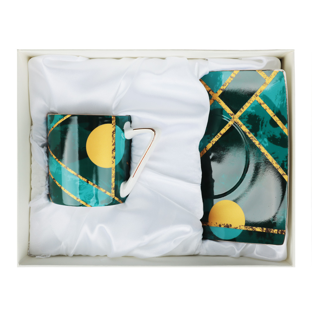 MILLIMI Геометрия ультрамарин Набор кофейный 2 пр., 180мл, 14см, костяной фарфор, арт.№ 802-411