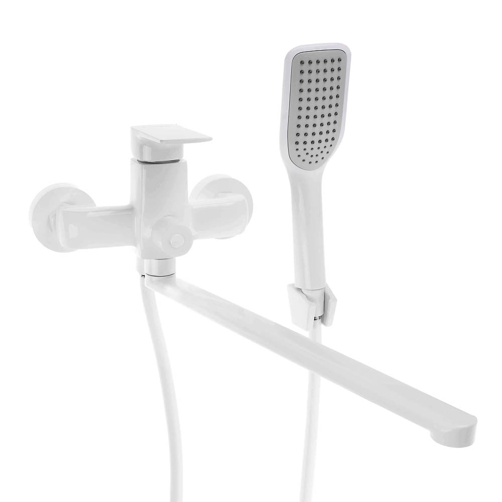 СоюзКран Смеситель для ванны с душем, прямой излив 35см, картридж 35мм, цинк, белый SK08-P109, арт.№ 567-163