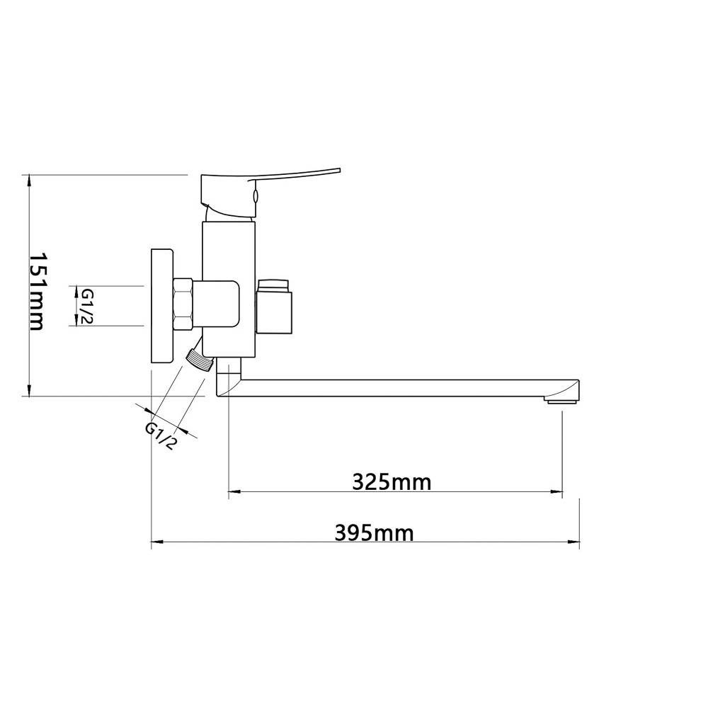 СоюзКран Смеситель для ванны с душем, прямой излив 35см, картридж 35мм, цинк, белый SK08-P109, арт.№ 567-163