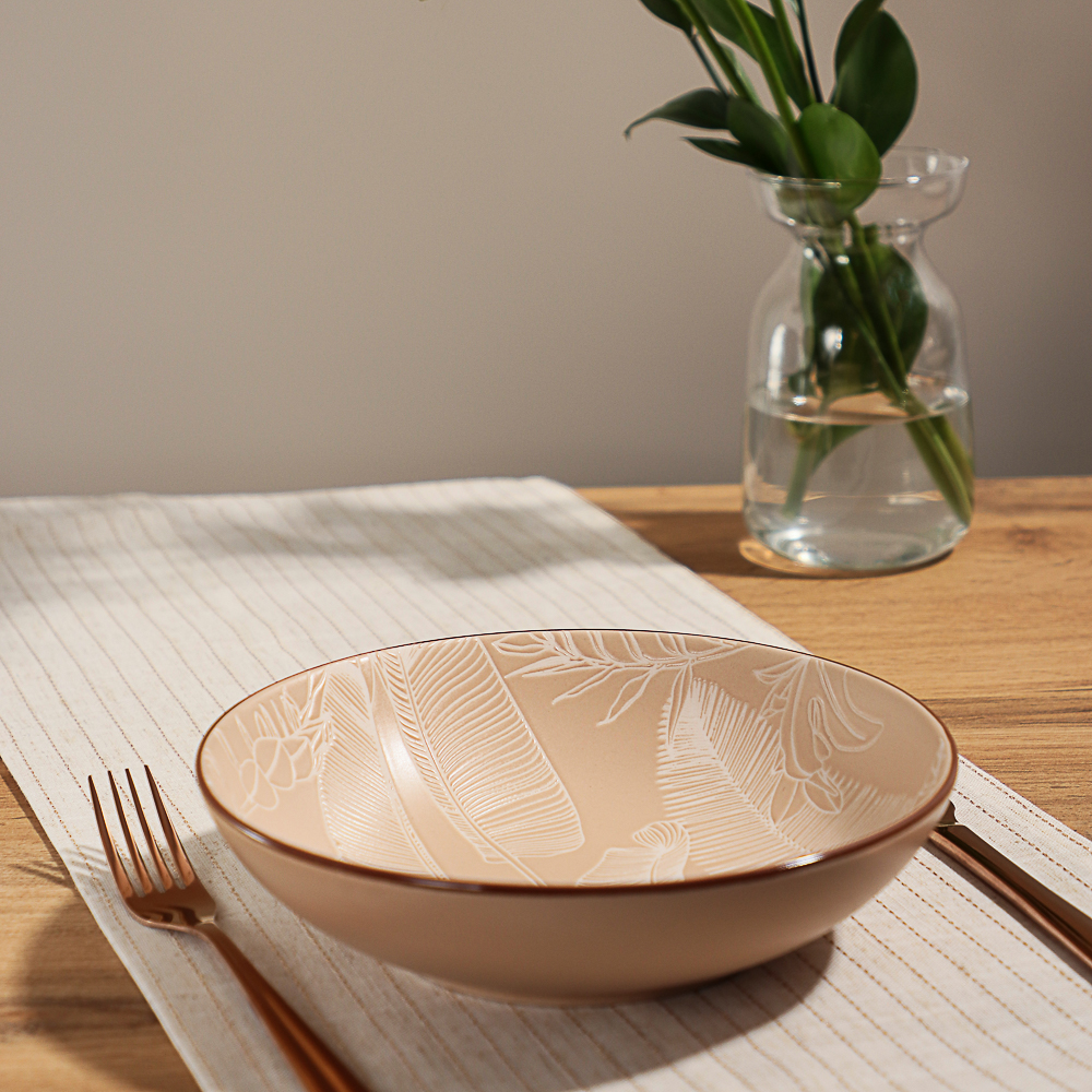 MILLIMI Листья Салатник, 700мл, 20х5см, керамика, бежевый, арт.№ 824-054