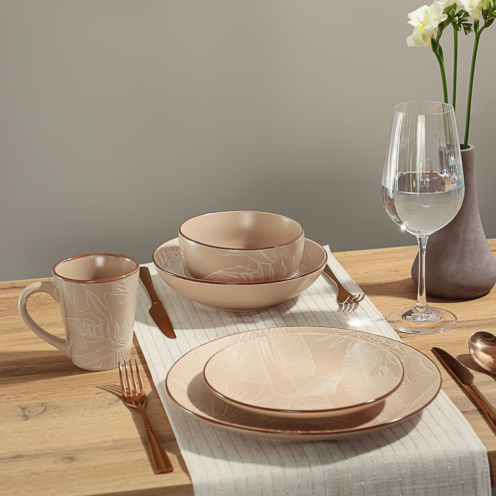 MILLIMI Листья Салатник, 700мл, 20х5см, керамика, бежевый, арт.№ 824-054