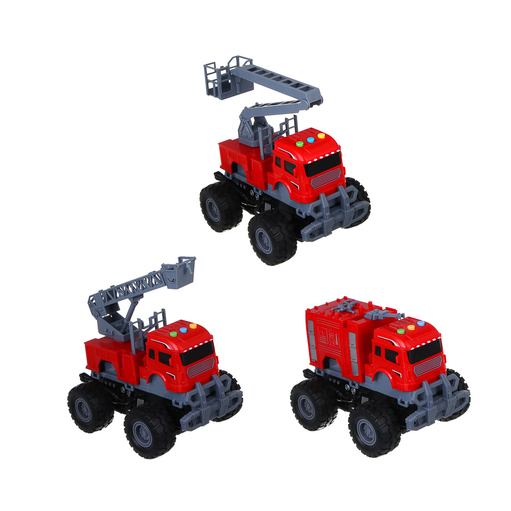 ИГРОЛЕНД Машинка пожарная, свет, звук, инерция, выдвижной кран, 3хAG13, ABS, 27х15х21 см, арт.№ 292-446