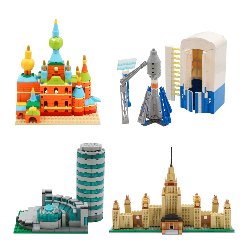 ИГРОЛЕНД Конструктор "Здания большого города", 395-418 деталей, ABS, 30х20х6см, 4 дизайна, арт.№ 265-569