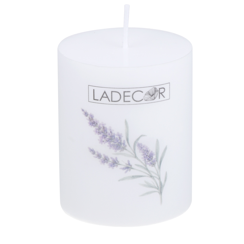 Свеча столбик тм LADECOR 6x7,5 см, парафин, белая, арт.№ 508-912