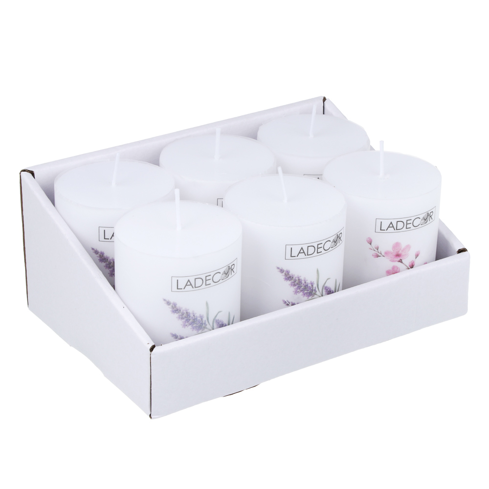 Свеча столбик тм LADECOR 6x7,5 см, парафин, белая, арт.№ 508-912