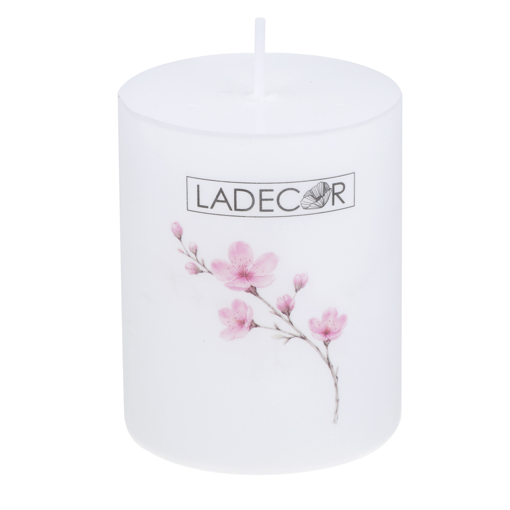 Свеча столбик тм LADECOR 6x7,5 см, парафин, белая, арт.№ 508-912