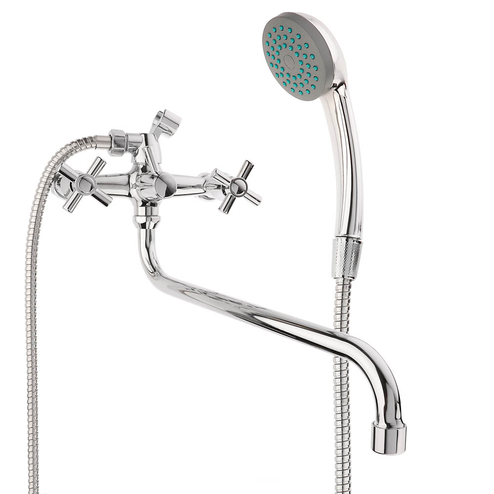 СоюзКран Смеситель для ванны с душем, круглый излив 30см, кер. кран-буксы 1/2, хром, цинк, SK08-S217, арт.№ 566-236