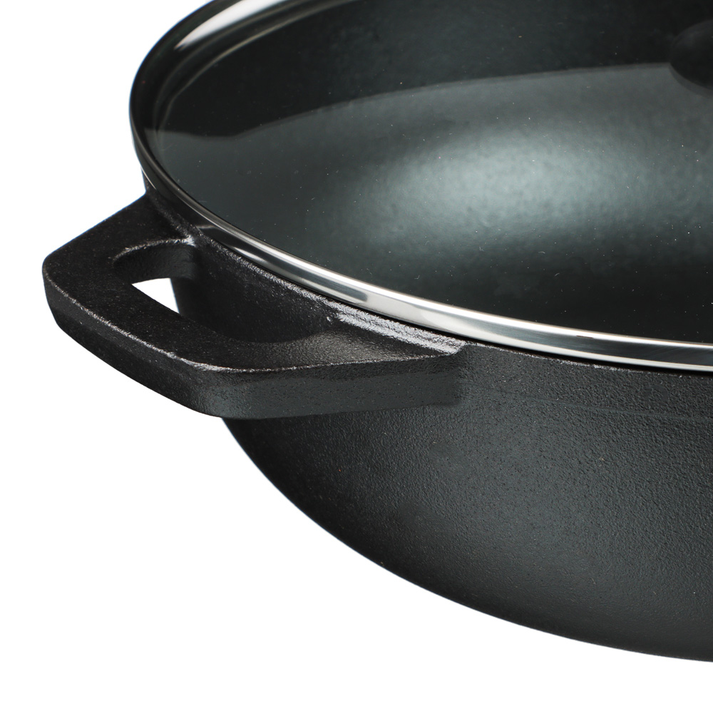 VETTA Вок чугун, d30х8,5см, стеклянная крышка, индукция, арт.№ 808-009