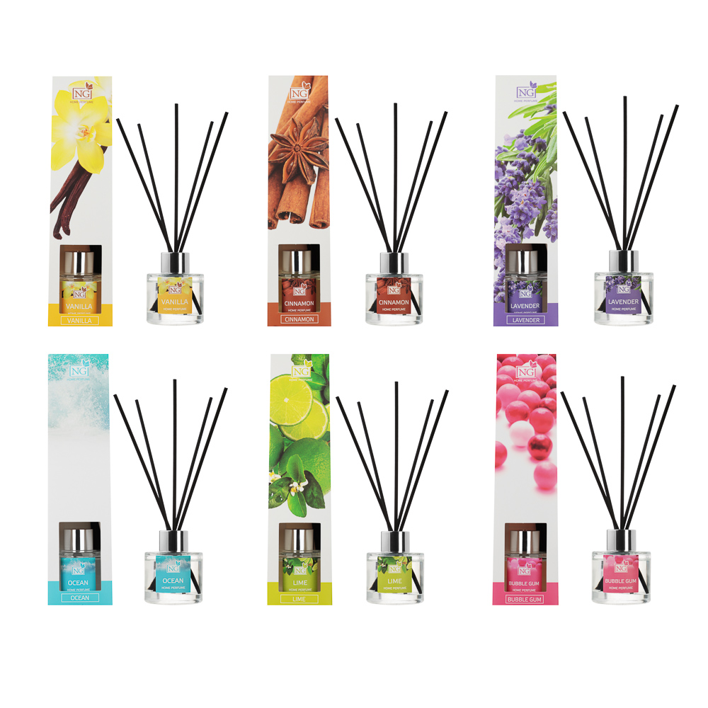 NEW GALAXY Ароматизатор диффузор, 40 мл., 6 ароматов (бабл гам,лаванда,океан,ваниль,корица,лайм), арт.№ 778-080