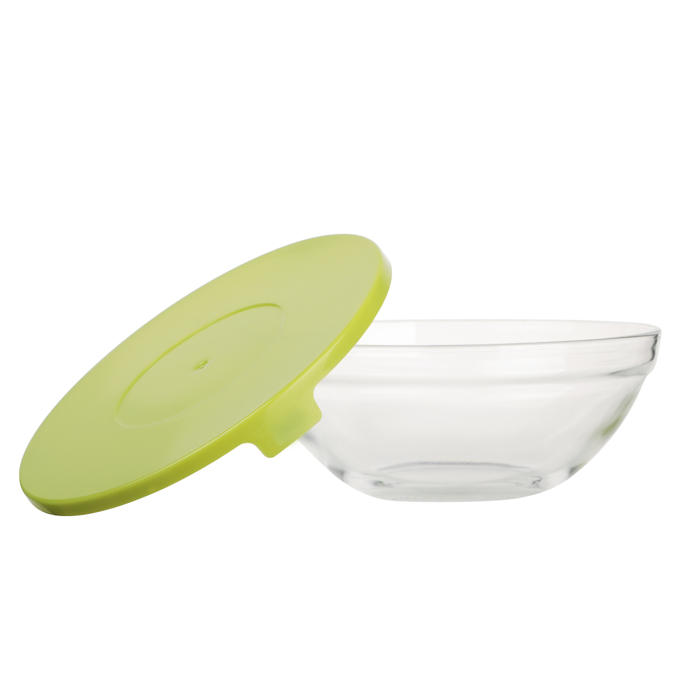 MILLIMI Набор салатников с крышкой 5 шт: 900/ 500/350/200/130 мл, стекло, пластик, оливковый, арт.№ 878-608