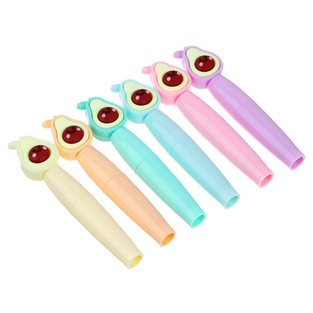 Маркер-выделитель, наконечник в форме авокадо, корпус 8,5 см, 6 дизайнов, пластик, арт.№ 613-002