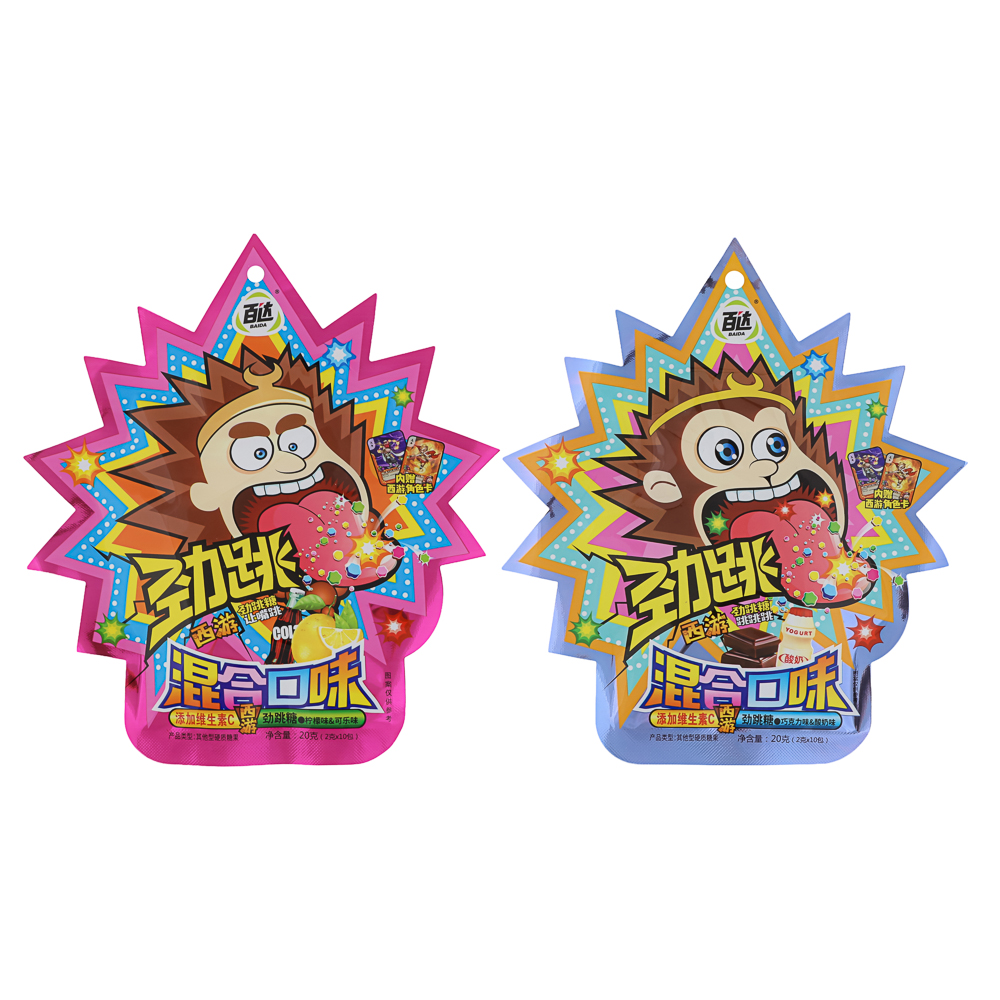 Карамель взрывная с витамином С, 2 вкуса (кола-лимон/шоколад- йогурт), 20г, арт.№ 347-379