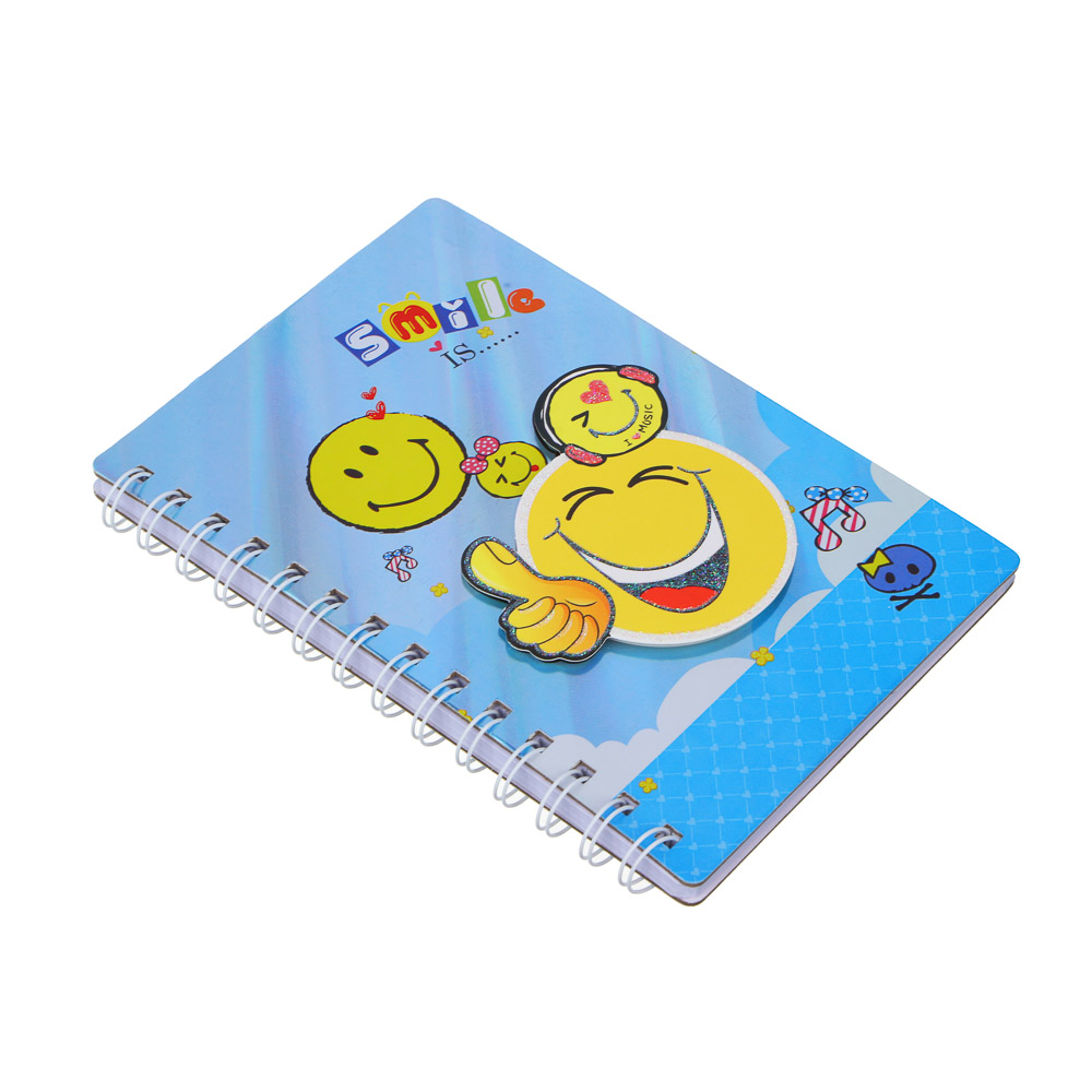 Записная книжка 19х12,7см, 60 листов, "Смайлики", тв. металлизир. обл., спираль, аппликация, 4 диз., арт.№ 557-060
