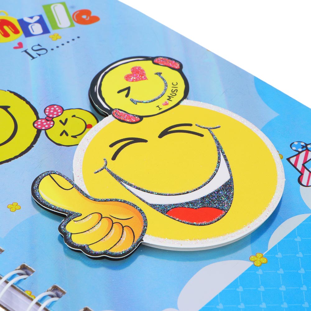 Записная книжка 19х12,7см, 60 листов, "Смайлики", тв. металлизир. обл., спираль, аппликация, 4 диз., арт.№ 557-060