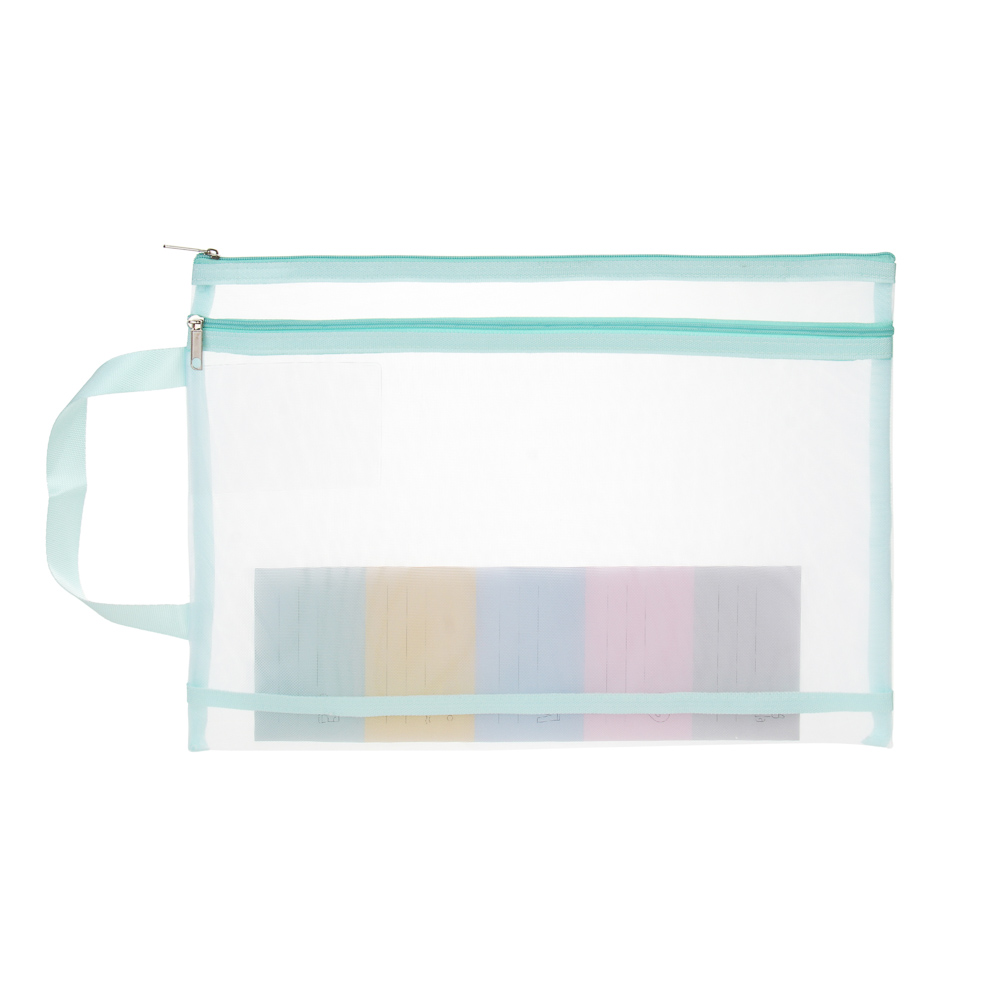 Папка для тетрадей А4 с ручкой, 34х24,5см, "Ничего Лишнего", сетчатая ткань, 2 отделения, 3 цвета, арт.№ 532-091