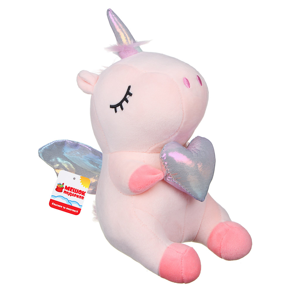 МЕШОК ПОДАРКОВ Игрушка мягкая в виде единорога с крыльями, 25см, полиэстер, 2-4 цвета, арт.№ 264-230