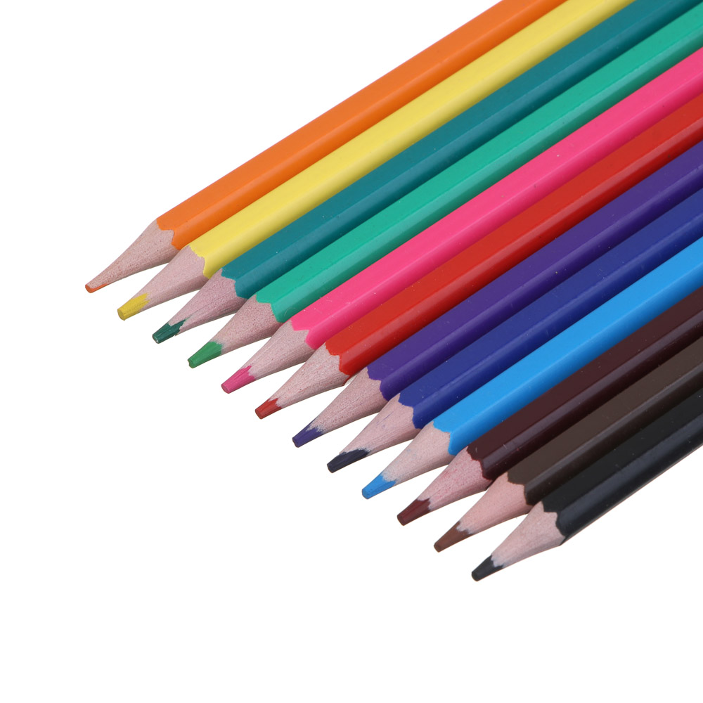 Кавай Карандаши 12 цветов шестигранные заточенные, улучшенное письмо, пластик, в карт.коробке, арт.№ 228-008