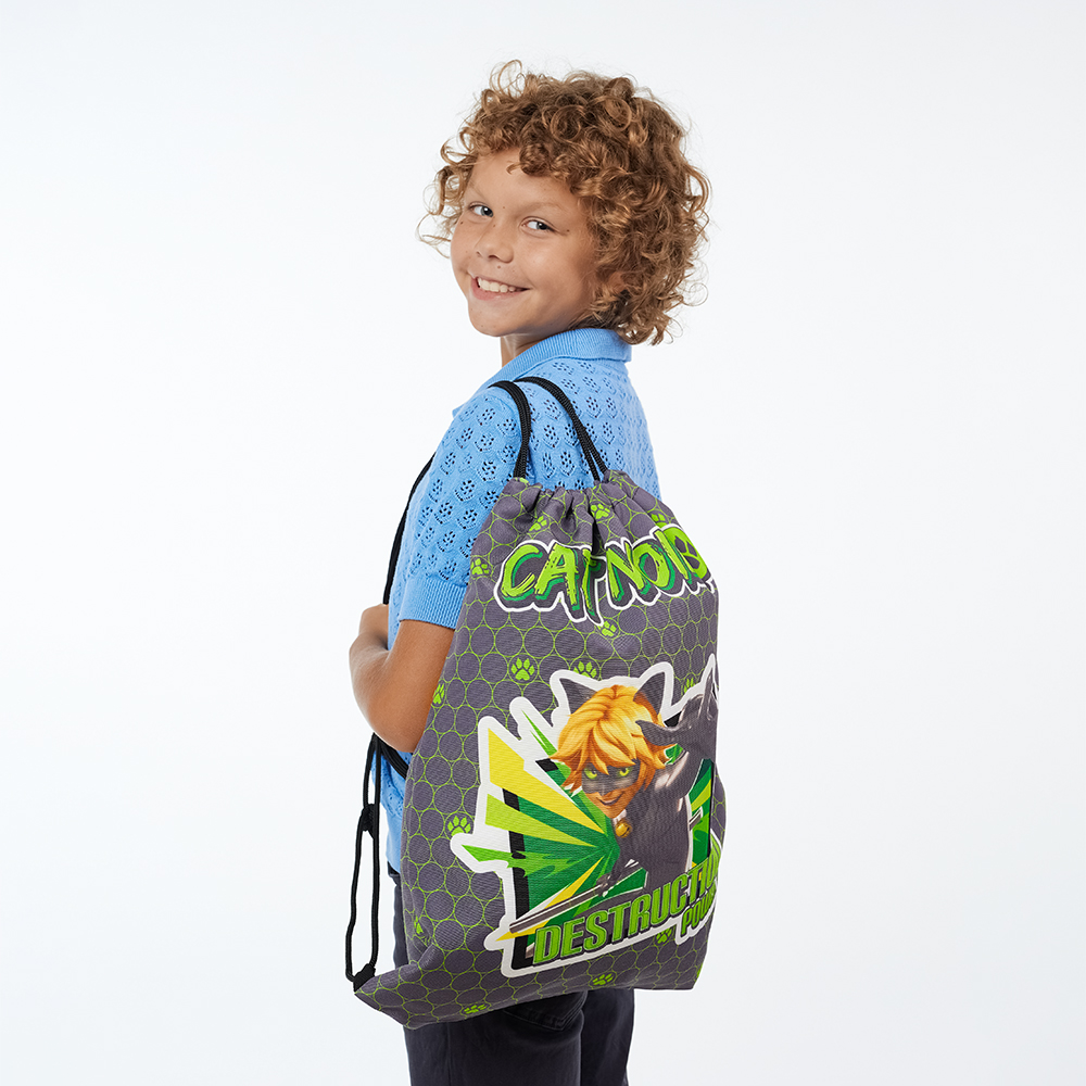 Супер-Кот Мешок для обуви ПРЕМИУМ, 47х39см, плотный материал, 2-стор.печать, толстая веревка, "Кор", арт.№ 811-009