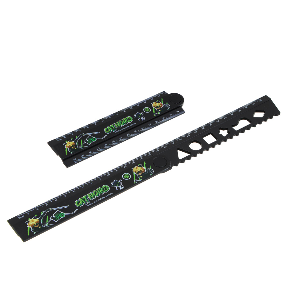 Супер-Кот Линейка раскладная 15/30см, печать на корпусе, вырубка волной, геом.фигуры, пластик, "Кор", арт.№ 811-013