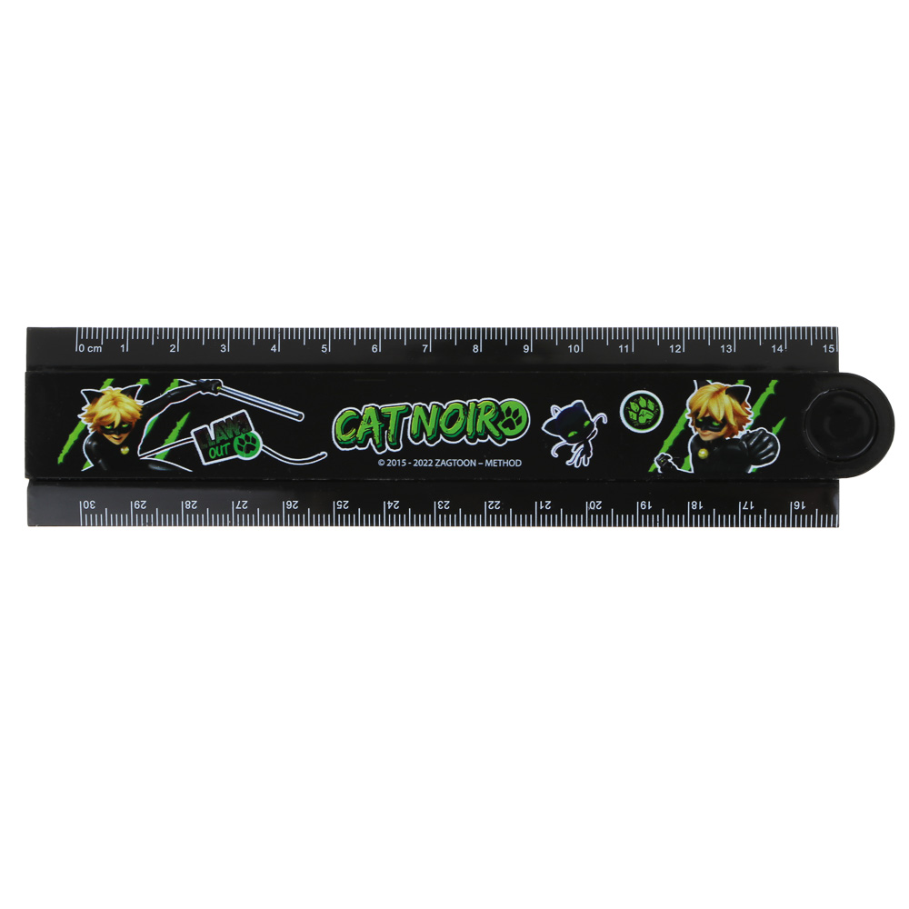 Супер-Кот Линейка раскладная 15/30см, печать на корпусе, вырубка волной, геом.фигуры, пластик, "Кор", арт.№ 811-013