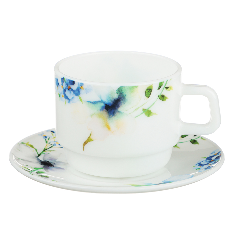 MILLIMI Шабер Чайная пара (чашка 250мл., блюдце 15см), опаловое стекло, арт.№ 818-871