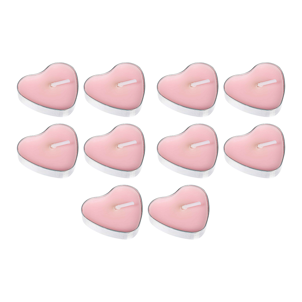 Свеча в виде сердца в гильзе, набор 10 шт, металл, парафин, 17х7,2х1см, 2 цвета, арт.№ 508-465