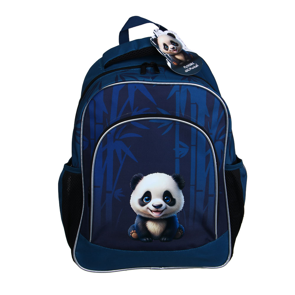 Рюкзак школьный 39х30х22 см "Панда" FLOMIK, 1 отделение, 1 передний, 2 боковых кармана, эргономичная спинка, уплотненные лямки, арт.№ 524-238