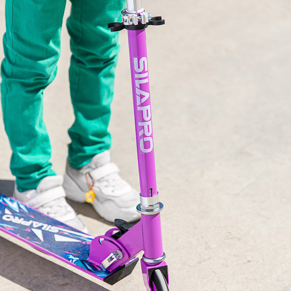 SILAPRO Самокат складной детский,79х64х29см, ABEC-7,колеса D12 см PVC, сплав алюминий 80%+железо 20%, арт.№ 131-086