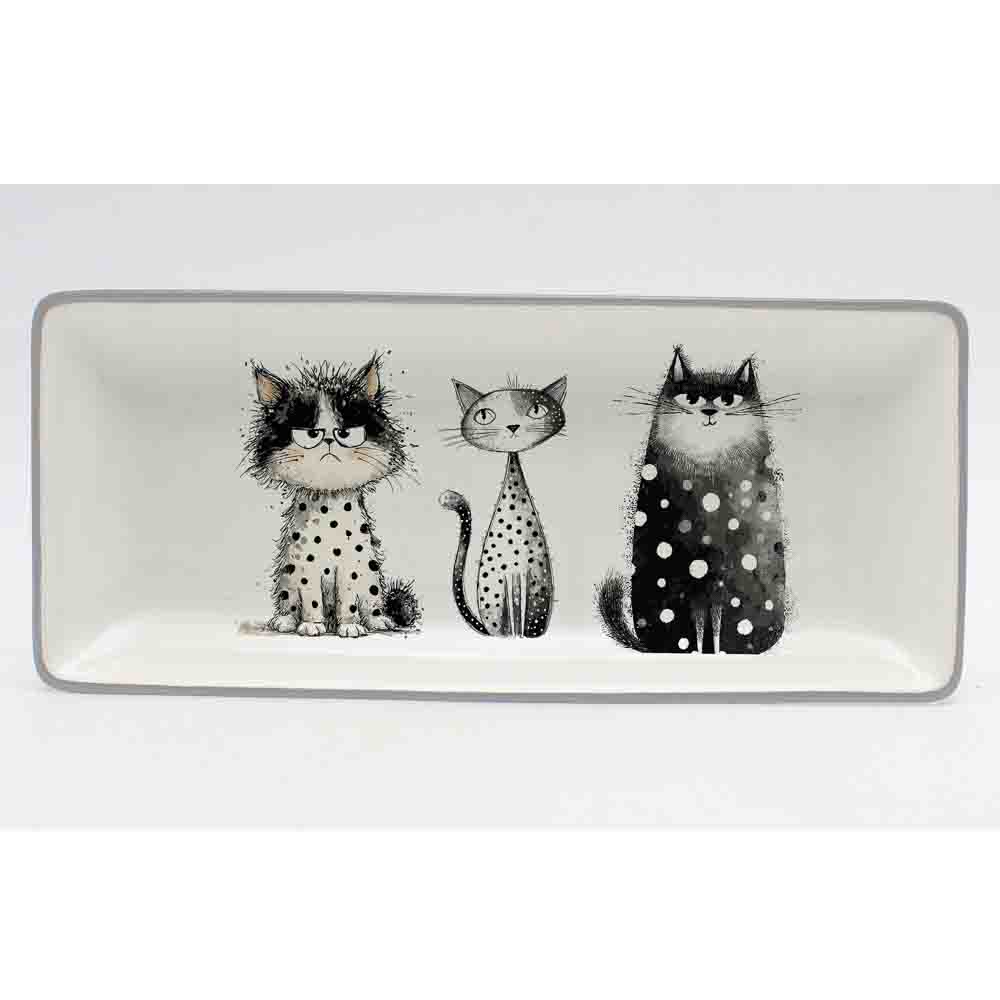 Блюдо прямоугольное тм MILLIMI, 28х13х3см, Коты, керамика, арт.№ 824-353