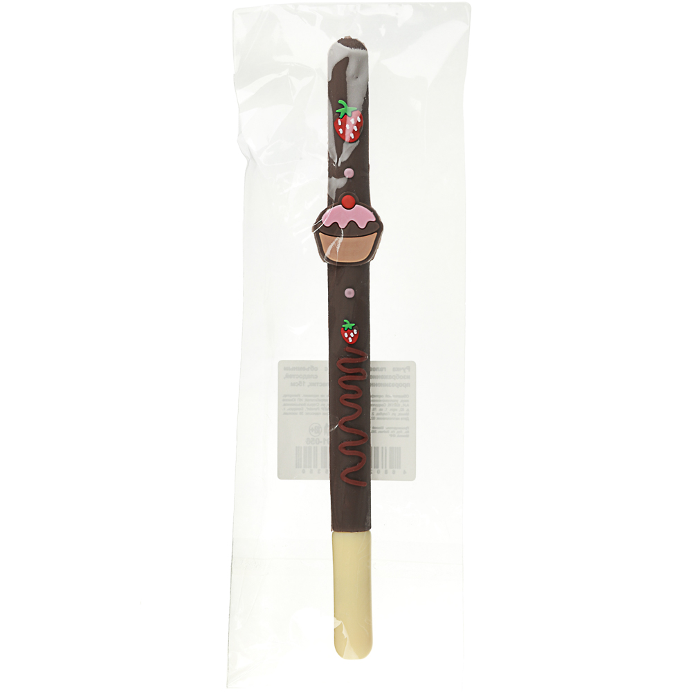 Ручка гелевая синяя, с объемным изображением сладостей, прорезиненный корпус, пластик, 15см, 5 диз., арт.№ 591-056