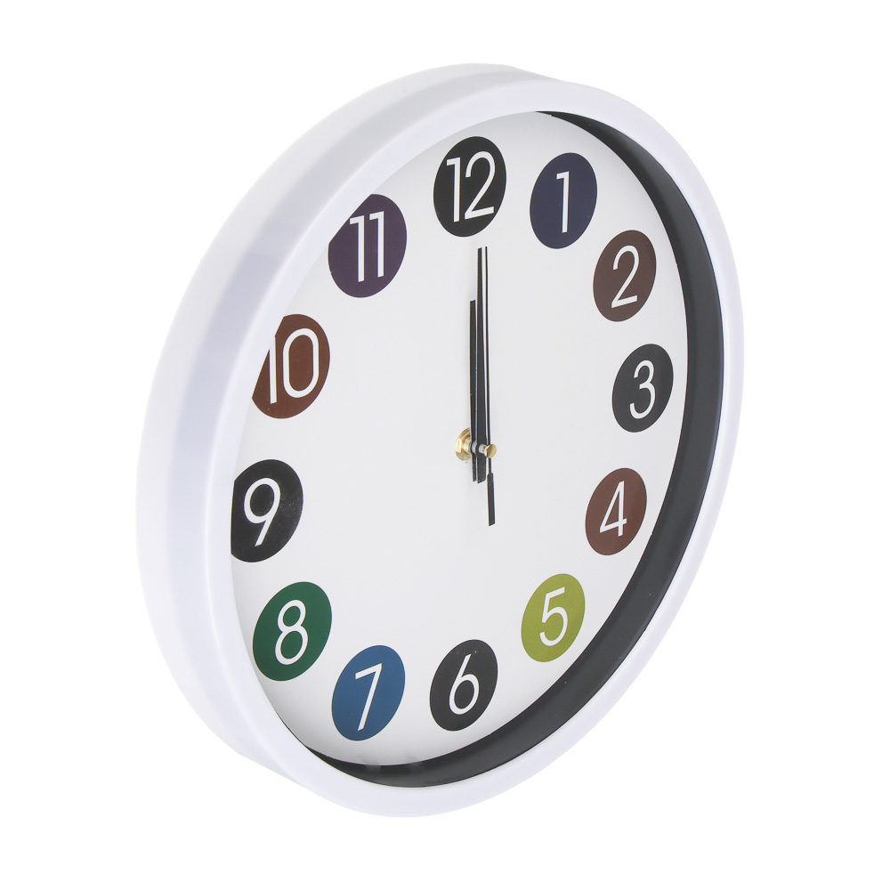 Часы настенные тм LADECOR CHRONO круглые, 30x30x4 см, пластик, стекло, 1хАА, арт.№ 581-367
