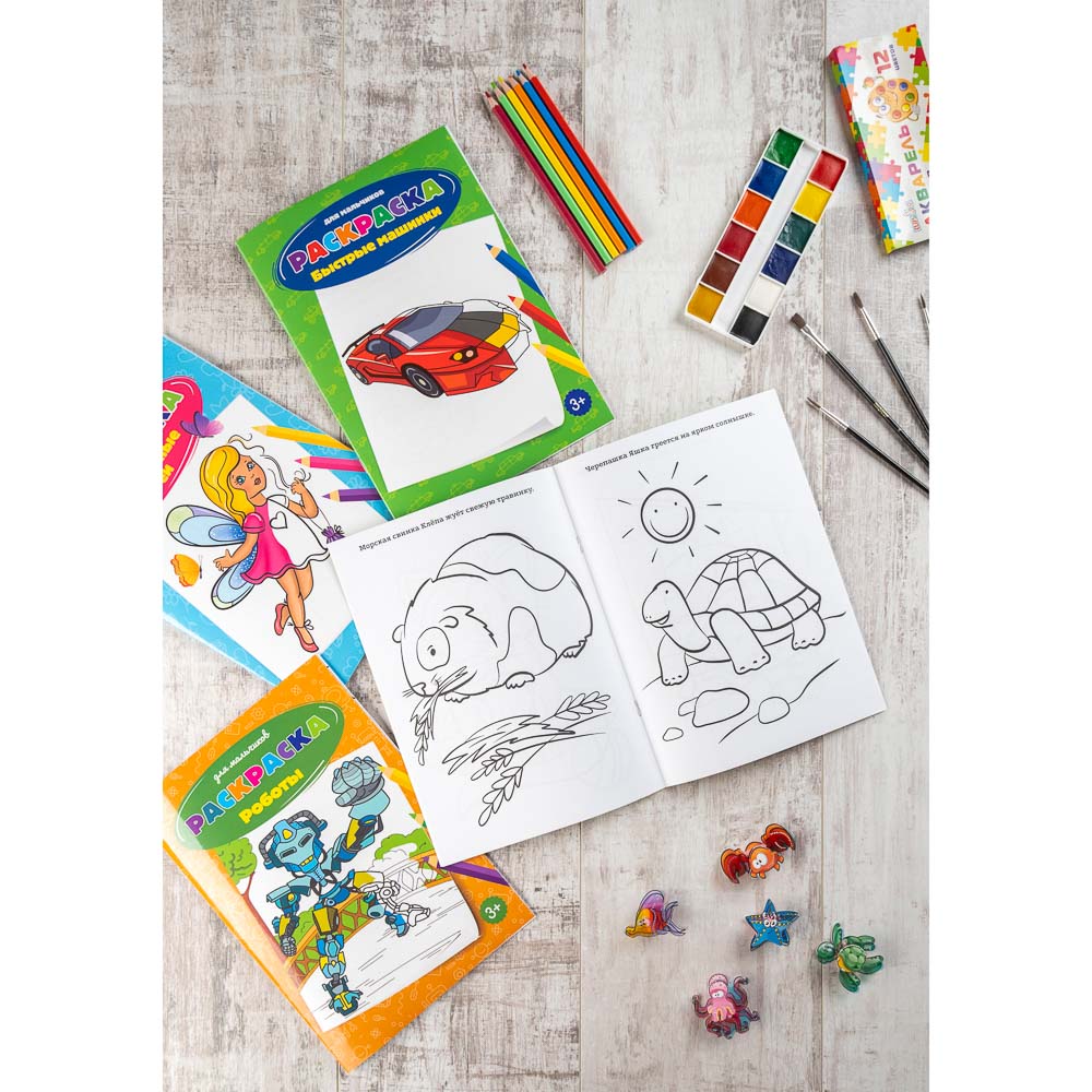 УИД Раскраска "Для девочек и мальчиков", бумага, 19,5х27,5см, 12стр., 2 дизайна, арт.№ 290-267