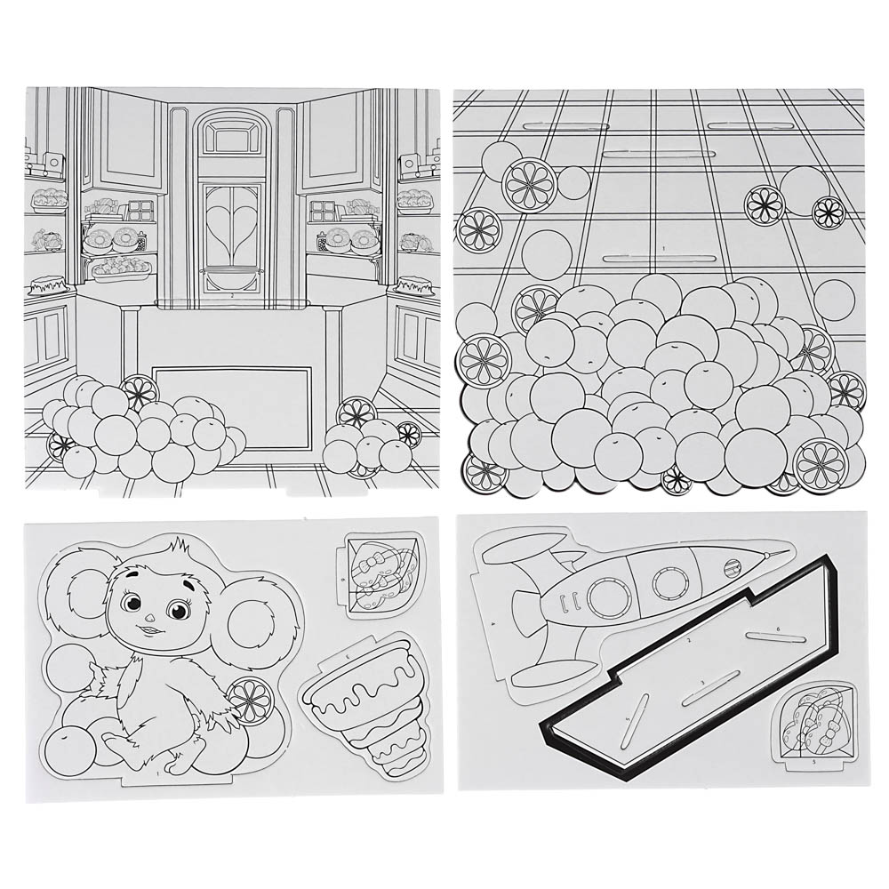 НД ПЛЭЙ Чебурашка Набор для творчества "3Д раскраска", 5 дизайнов, арт.№ 290-348