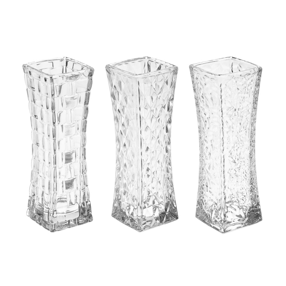Ваза стеклянная, 5,5х6x18 см, 3 дизайна, арт.№ 502-218