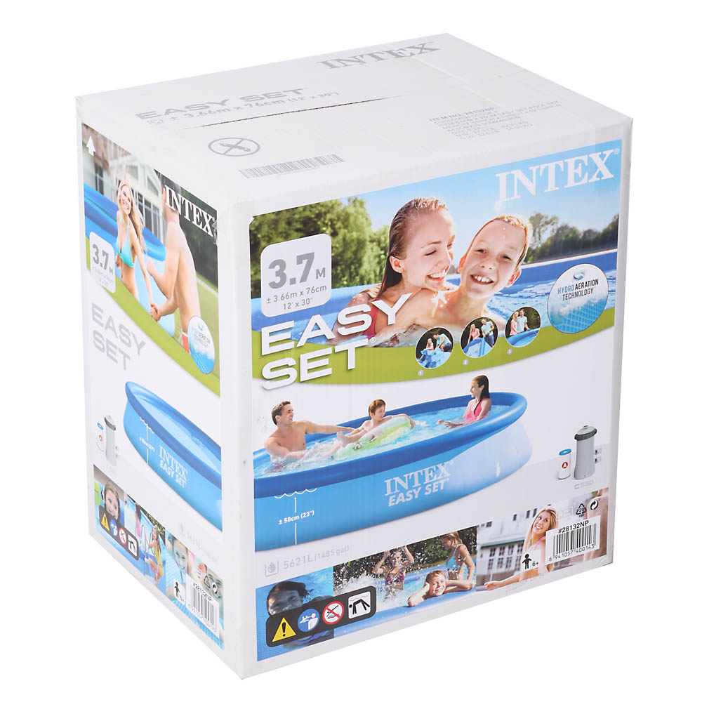 INTEX Бассейн надувной Изи Сет 366x76см, 5621л, насос с фильтром 2006л/ч, 28132NP, арт.№ 109-083