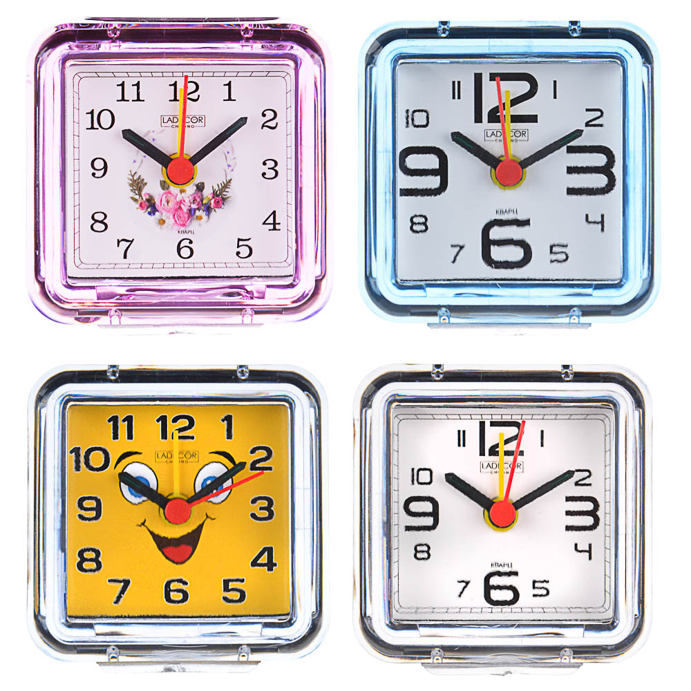 LADECOR CHRONO Будильник кварц, пластик, 7х7х4см, "Классика" 4 цвета, арт.№ 529-162