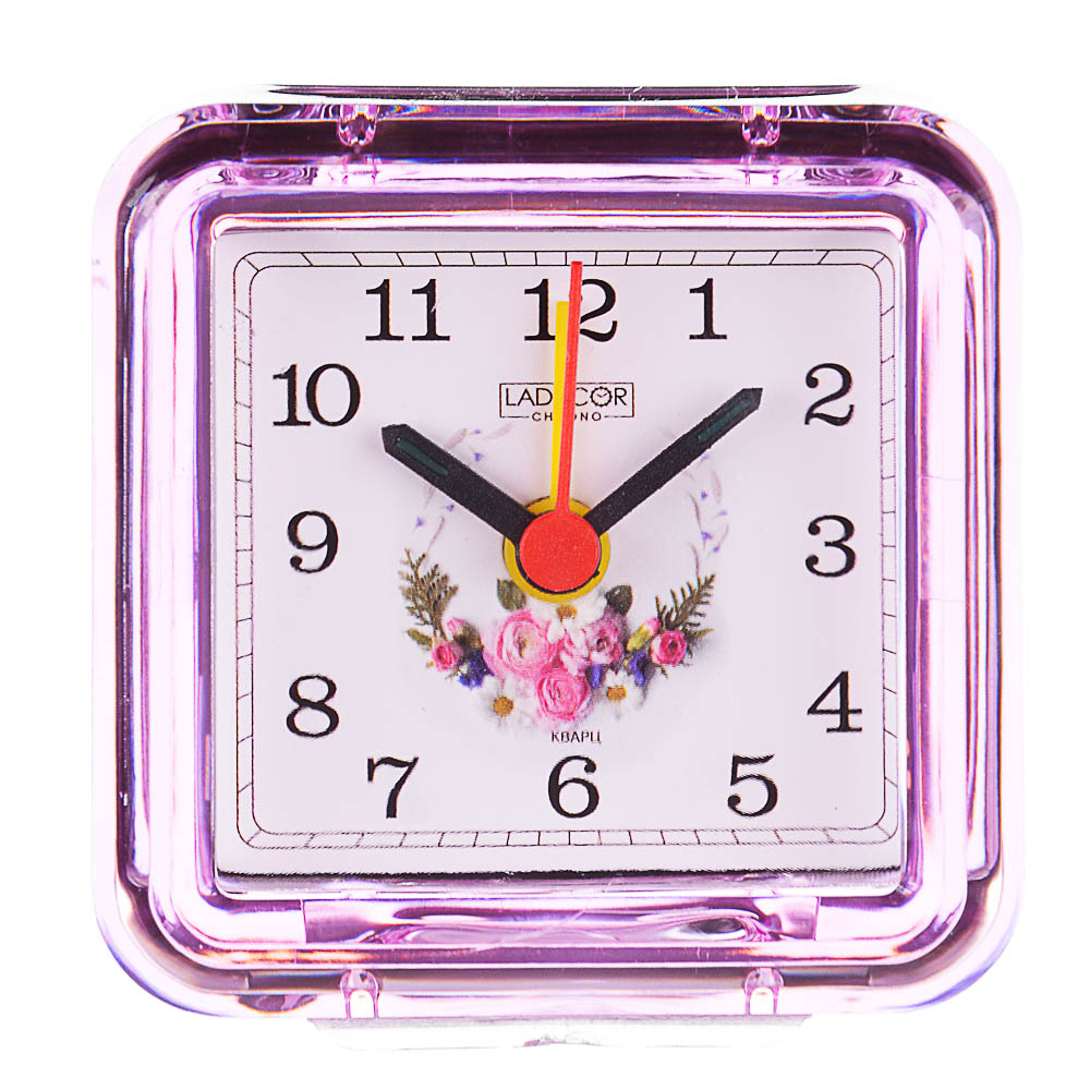 LADECOR CHRONO Будильник кварц, пластик, 7х7х4см, "Классика" 4 цвета, арт.№ 529-162