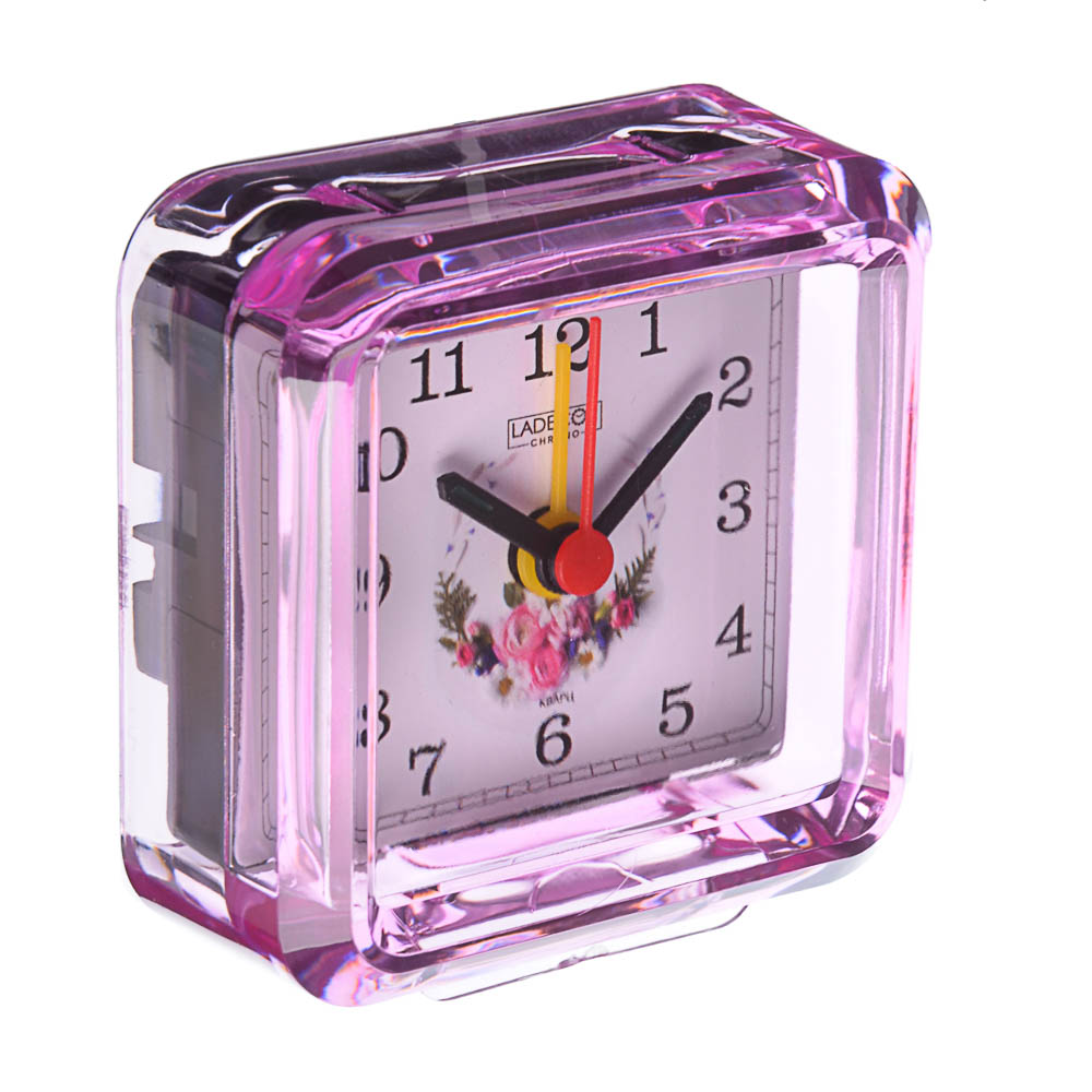 LADECOR CHRONO Будильник кварц, пластик, 7х7х4см, "Классика" 4 цвета, арт.№ 529-162