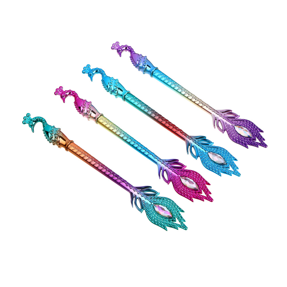 Ручка гелевая синяя, в форме "Жар птицы", радужный корпус под металл, 18,5 см, 4 цвета корпуса, арт.№ 591-192