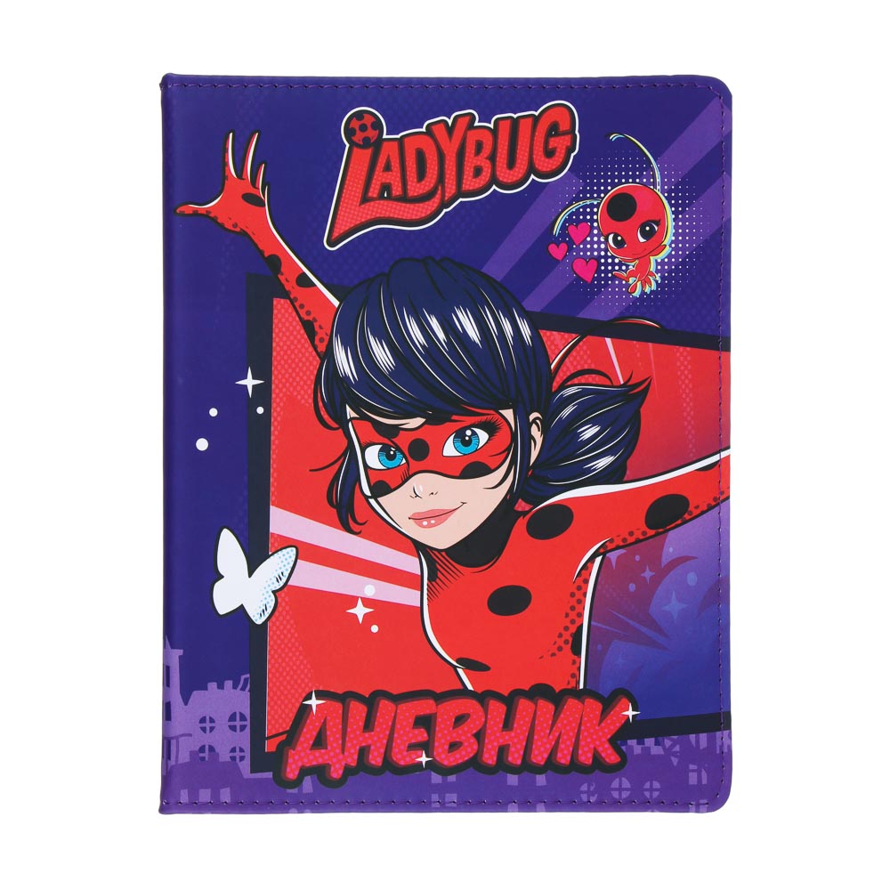 Ледибаг/Супер-Кот Дневник шк., 20,8х16,5см, 48л., тв.обл. с порол., иск.кожа, закладка, "Кор", 2 диз, арт.№ 811-018