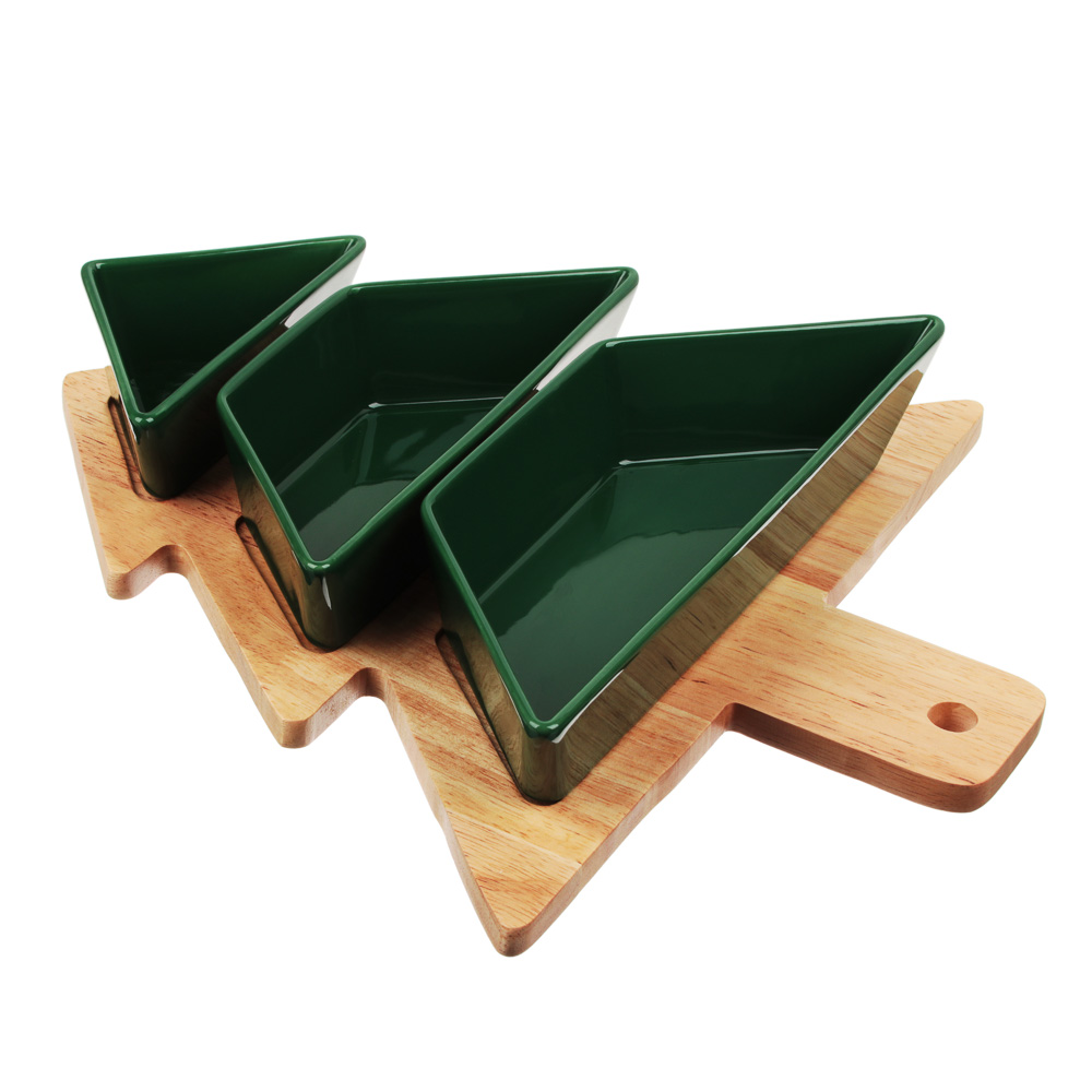 BY COLLECTION Асти Менажница, 35х31,5х6см, 4 предмета, фарфор, бамбук, арт.№ 820-763