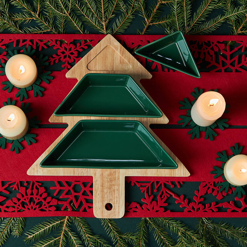 BY COLLECTION Асти Менажница, 35х31,5х6см, 4 предмета, фарфор, бамбук, арт.№ 820-763