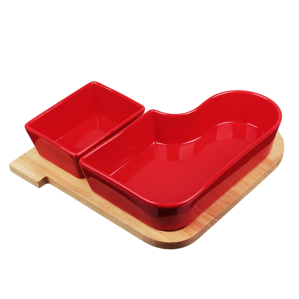 BY COLLECTION Асти Менажница, 24х24,5х6см, 3 предмета, фарфор, бамбук, арт.№ 820-764