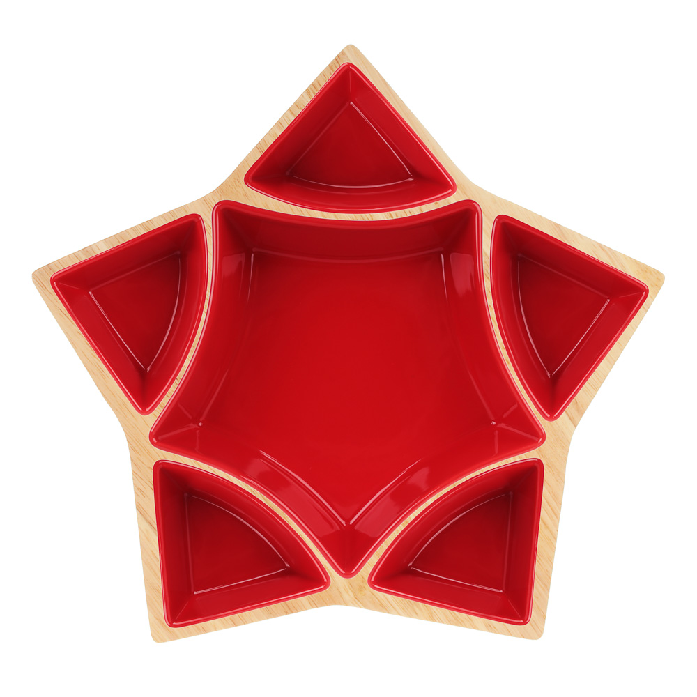 BY COLLECTION Асти Менажница, 30х30х6см, 7 предметов, фарфор, бамбук, арт.№ 820-765