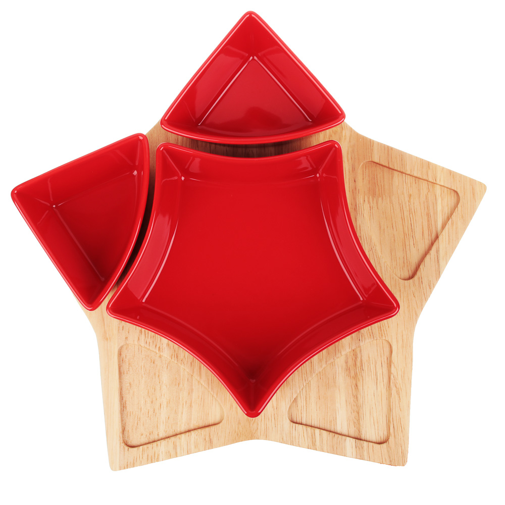 BY COLLECTION Асти Менажница, 30х30х6см, 7 предметов, фарфор, бамбук, арт.№ 820-765