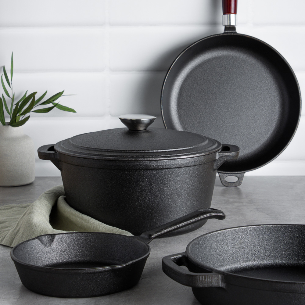 VETTA Кастрюля чугун, 3,8л, d23х10см, чугун крышка, нерж ручка, индукция, арт.№ 808-019