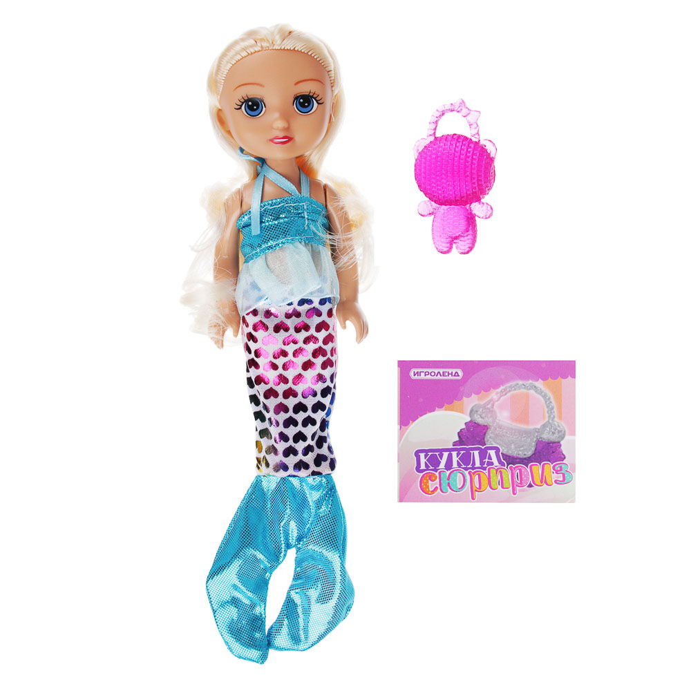 ИГРОЛЕНД Кукла-сюрприз с аксессуарами, 15см, 5пр., ABS, ПВХ, текстиль, 17х24х7,5см, 7 дизайнов, арт.№ 267-831