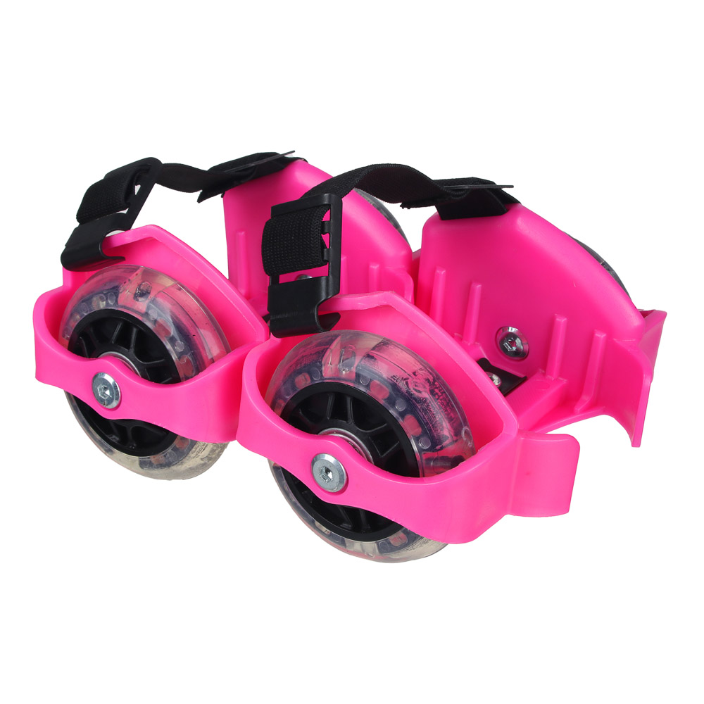 АЛИСА Ролики на пятку раздвижные, 2-х колесный LED ПВХ d=7cm, пластик, макс. вес  80кг, 2 цвета, арт.№ 129-075