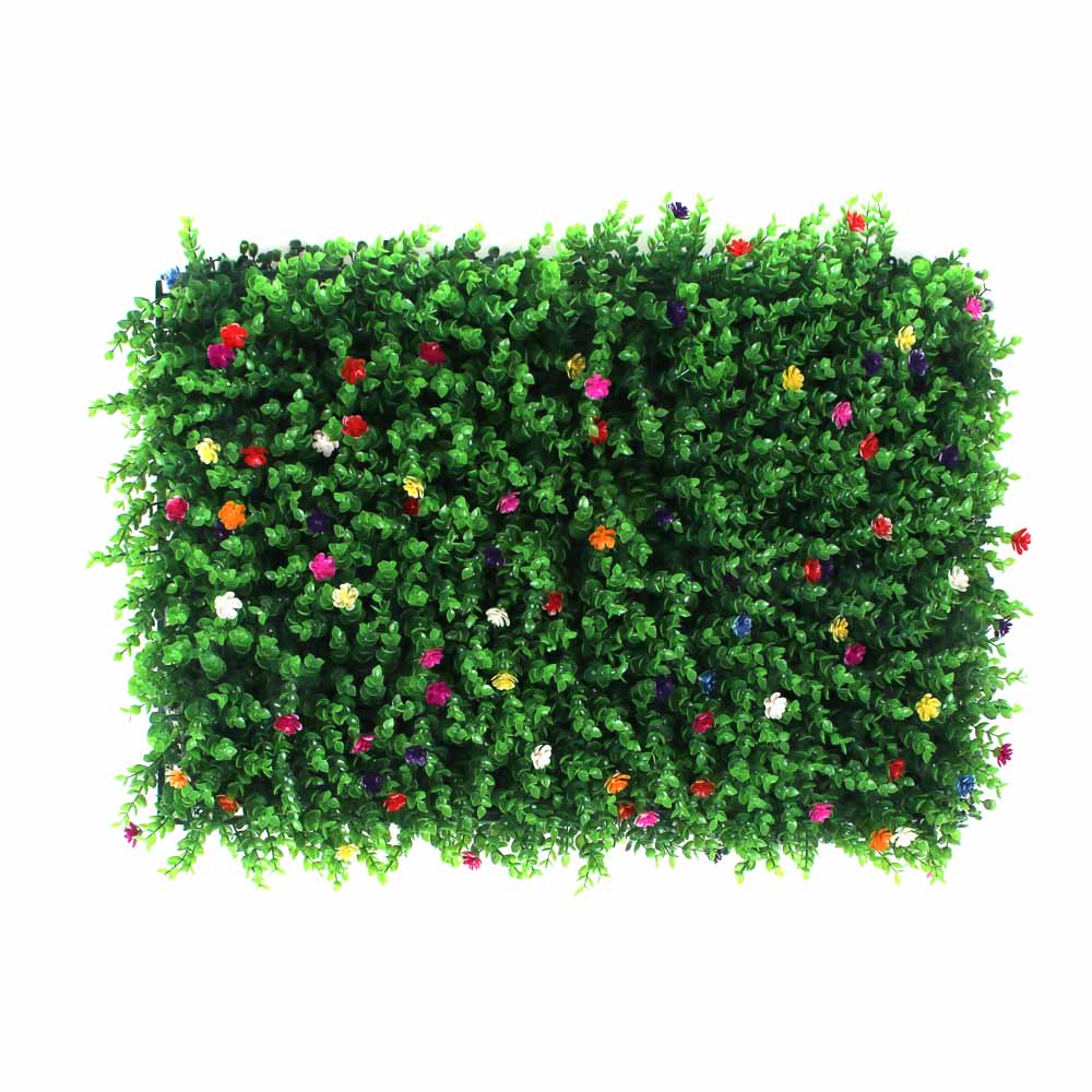 Изгородь искусственная тм INBLOOM, 60x40см, "Самшит с цветами", полипропилен, арт.№ 172-032